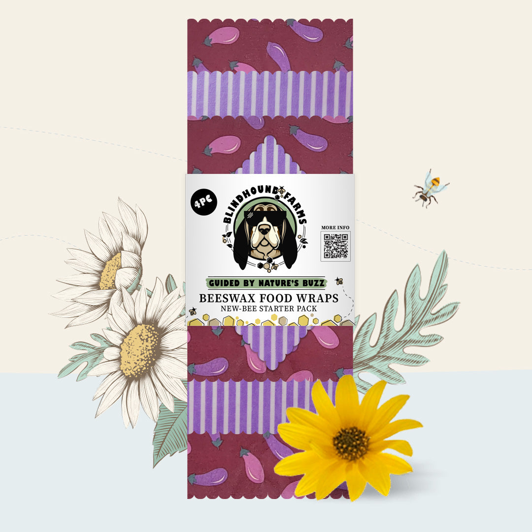 Purple Eggplant New-Bee Starter Pack – Beeswax Food Wraps (4pc Set)