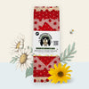 Blindhound Farms Apple of My Blind Eye beeswax wrap set with apple print and green polka dot pattern, folded and labeled