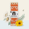 Blindhound Farms New-Bee Starter Pack with citrus print beeswax wraps, folded and labeled for sale