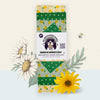Blindhound Farms Squeeze the Day beeswax wrap set featuring lemon and green polka dot prints, folded and labeled for sale