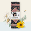 Tea Time Garden beeswax wrap pack folded and labeled, with vintage-style florals and pink plaid accents by Blindhound Farms